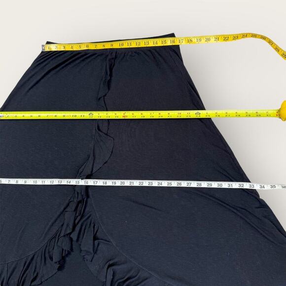 Venezia Milano Vintage Ruffled High Low Hem Stretchy Midi Skirt  Size XL Black - Picture 9 of 11